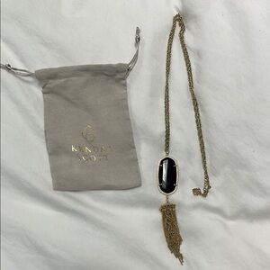 Kendra Scott Black Onyx Gold Necklace with Tassel